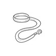 Dog leash and collar sketch icon.