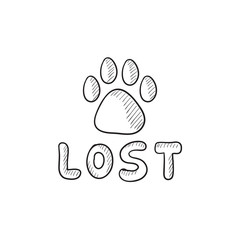 Sticker - Lost dog sign sketch icon.