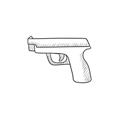 Poster - Handgun sketch icon.