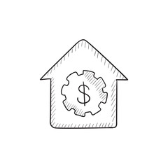 Wall Mural - House with dollar symbol sketch icon.