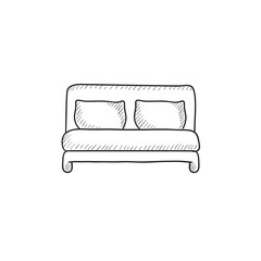 Sticker - Double bed sketch icon.