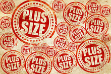 Plus Size, Red Stamp On A Grunge Paper Texture
