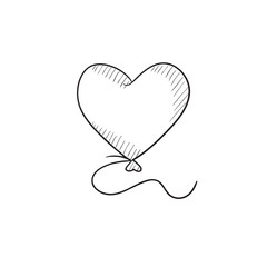 Poster - Heart balloon sketch icon