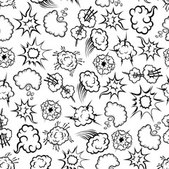 Comics explosion, speech bubbles seamless pattern