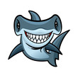Happy cartoon hammerhead shark character