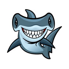 Wall Mural - Happy cartoon hammerhead shark character