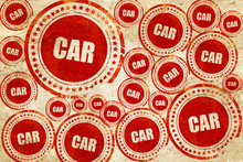 Car, Red Stamp On A Grunge Paper Texture