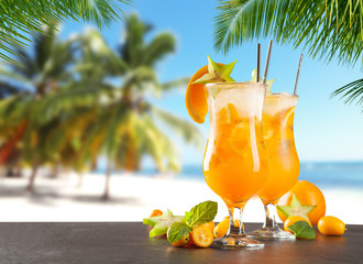 Summer drinks on beach