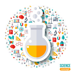 Wall Mural - chemical flask with bubbles flat sticker