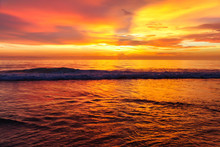 Amazing Orange Sunset On The Andaman Sea, Thailand