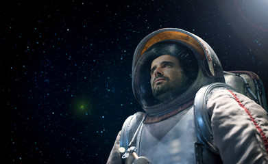 astronaut looking at the infinite space