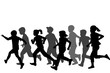 Children silhouettes running