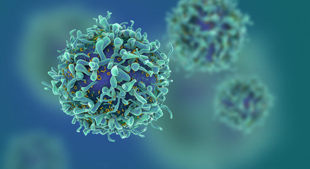 Wall Mural - Cg render of t-cells or cancer cells