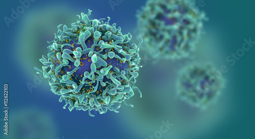 Cuadros en Lienzo Cg render of t-cells or cancer cells