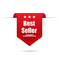 Canvas Print - best seller red colored, with shadow, ribbon vector