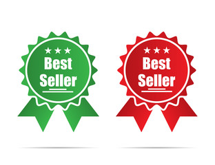 Canvas Print - best seller flat ribbons green and red isolated