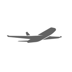 Poster - Plane taking off silhouette vector illustration, black airplane take off shape, jet airliner takeoff, plane departure modern design isolated on white background