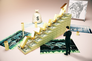 Poster - Businessman looking at growing finances