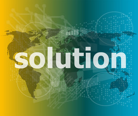 Poster - The word solution on digital screen, business concept vector illustration