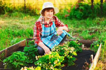 Wall Mural - Woman in garden.