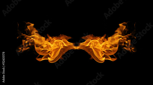 Cuadros en Lienzo abstract fire flames resemble wing on black background
