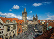 Prague, Czech Republic. Aerial day view to Old Town square Starometska in Praha.