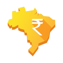 Wall Mural - Illustration of an isolated Brazil map with a rupee sign