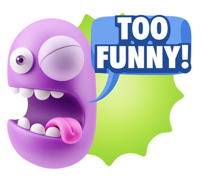 3d Rendering Smile Character Emoticon Expression saying Very Fun