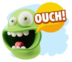 Fototapete - 3d Illustration Laughing Character Emoji Expression saying Ouch