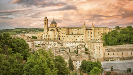 Poster - Urbino Marche Italy at evening time