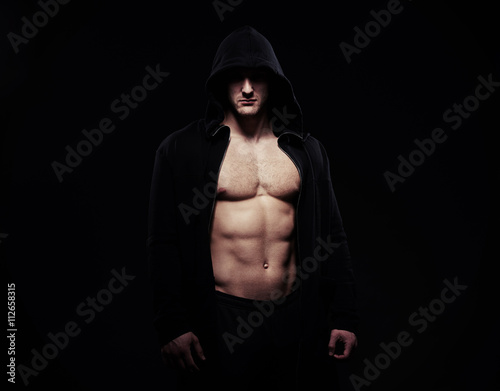 Silhouette Of Hot Man With Naked Torso In Sport Jacket Buy This