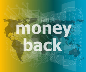 Poster - words money back on digital screen, business concept vector illustration