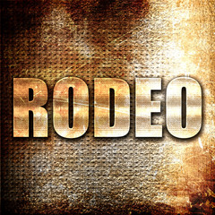 Wall Mural - rodeo, 3d rendering, metal text on rust background