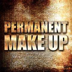 Wall Mural - permanent make up, 3d rendering, metal text on rust background