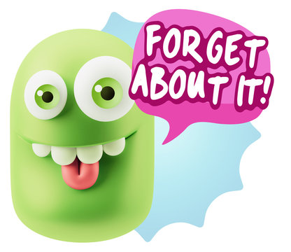 3d Rendering Smile Character Emoticon Expression saying Forget A