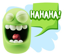 3d Illustration Laughing Character Emoji Expression Saying Hahah