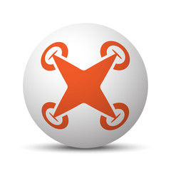 Wall Mural - orange drone quadcopter icon on white ball