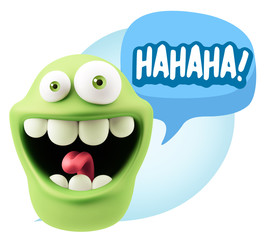 Fototapete - 3d Illustration Laughing Character Emoji Expression saying Hahah