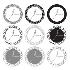 grey black text clock illustration