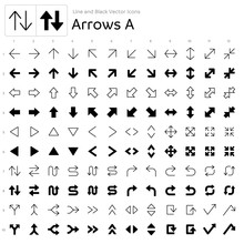 Line And Black Vector Icons - Arrows A