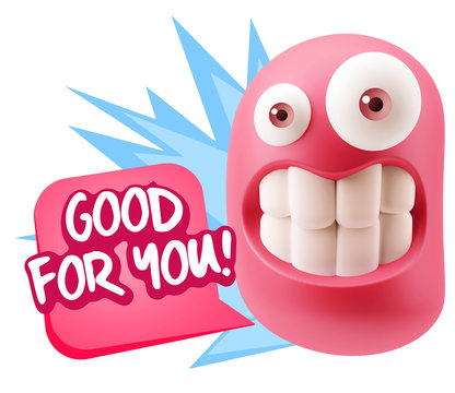3d Rendering Smile Character Emoticon Expression saying Good For