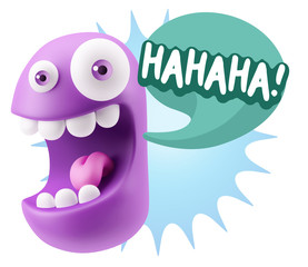 Fototapete - 3d Illustration Laughing Character Emoji Expression saying Hahah