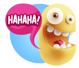 Fototapete - 3d Illustration Laughing Character Emoji Expression saying Hahah