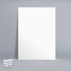 Aufkleber - Vector : White paper poster in grey studio room, Template mock u