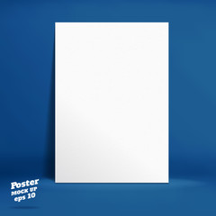 Leinwandbilder - Vector : White paper poster in navy blue studio room, Template mock up for display of product or your content ,Business backdrop.