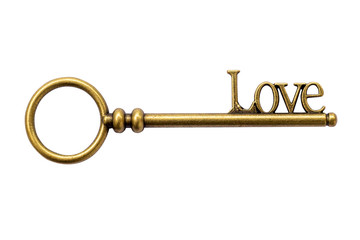 Wall Mural - Close up Key vintage and LOVE text on isolate with clipping path