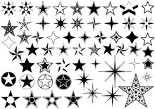 Vector Collection Of Star Isolated On White Background - Black Illustration