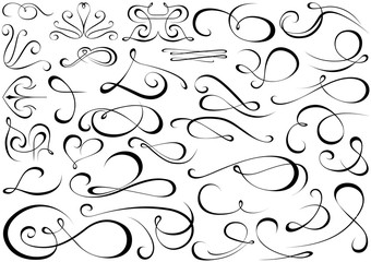 calligraphic shapes collection - design elements illustration, vector