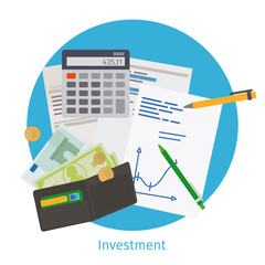 Poster - Smart investment concept. Finance planning, strategic management and data analytics. Vector illustration