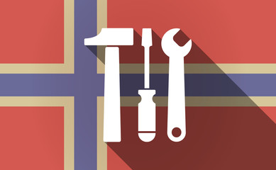 Wall Mural - Long shadow Norway flag with a tool set